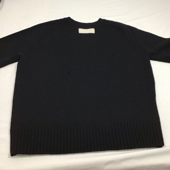 Re/Done Women Black Distressed Crew Neck Sweater Size Small - Picture 10 of 15
